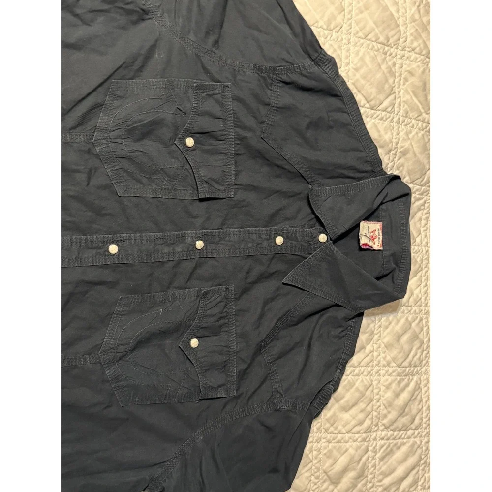 True Religion Mens XXL Black Western Pearl Snap Skull Graphic Long Sleeve Shirt
